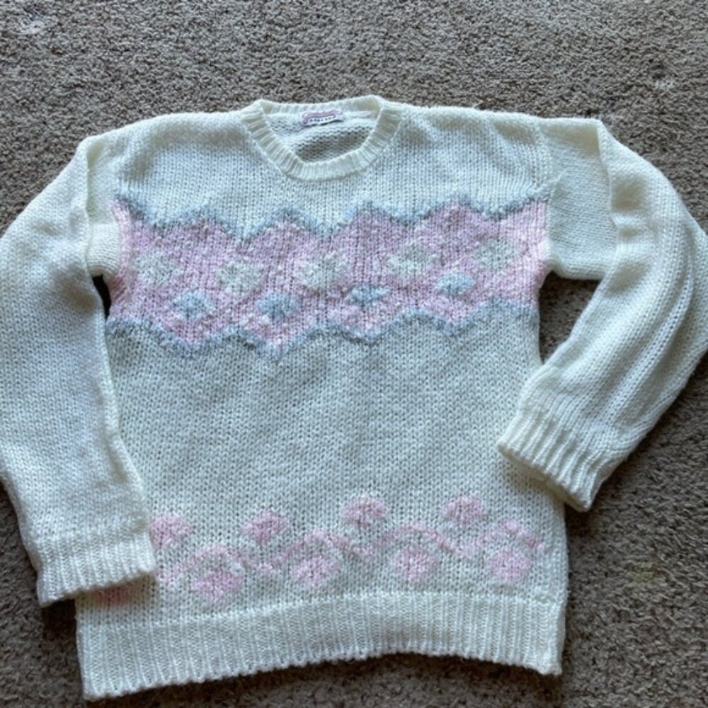 80S vintage Gad-Abouts hand knit sweater size S/M